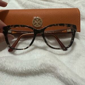 Tory Burch Tortoise Glasses with Orange Case